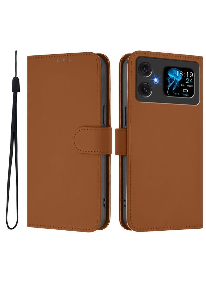 Case For Cubot A20 Skin Feel Solid Color Leather Phone Case with Lanyard