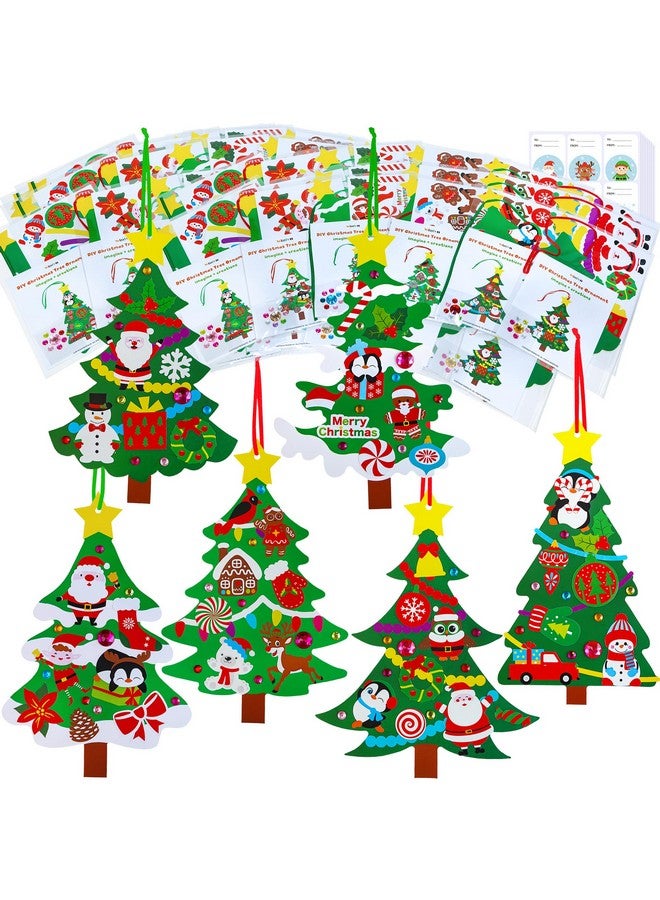 Winlyn 48 Sets Christmas Tree Ornaments Decorations Art Sets Diy Christmas Craft Kits Winter Crafts Pine Tree Snowman Snowflake Santa Xmas Stickers For Kids Holiday Classroom Activities Party Favors - Image 1