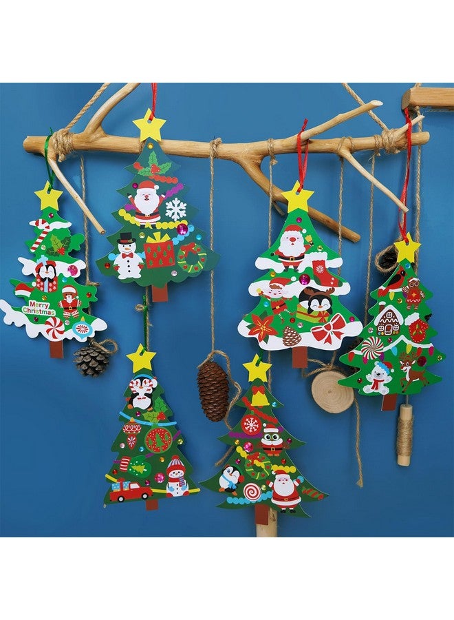 Winlyn 48 Sets Christmas Tree Ornaments Decorations Art Sets Diy Christmas Craft Kits Winter Crafts Pine Tree Snowman Snowflake Santa Xmas Stickers For Kids Holiday Classroom Activities Party Favors - Image 4