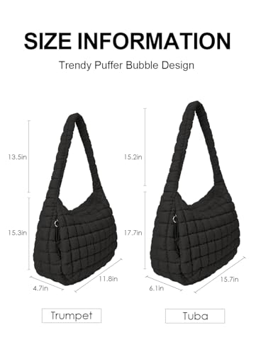 LEXSION Womens' Lightweight Quilted Carryall GYL Tote Bag Puffer Crossbody Bag Soft Puffy Boho Handbags Cloud Weight Big Capacity Purse 8041 Black L - Image 3
