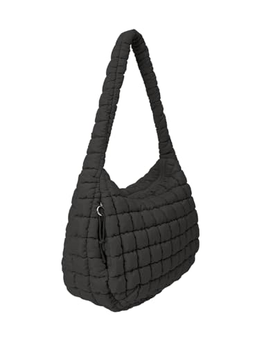 LEXSION Womens' Lightweight Quilted Carryall GYL Tote Bag Puffer Crossbody Bag Soft Puffy Boho Handbags Cloud Weight Big Capacity Purse 8041 Black L - Image 2