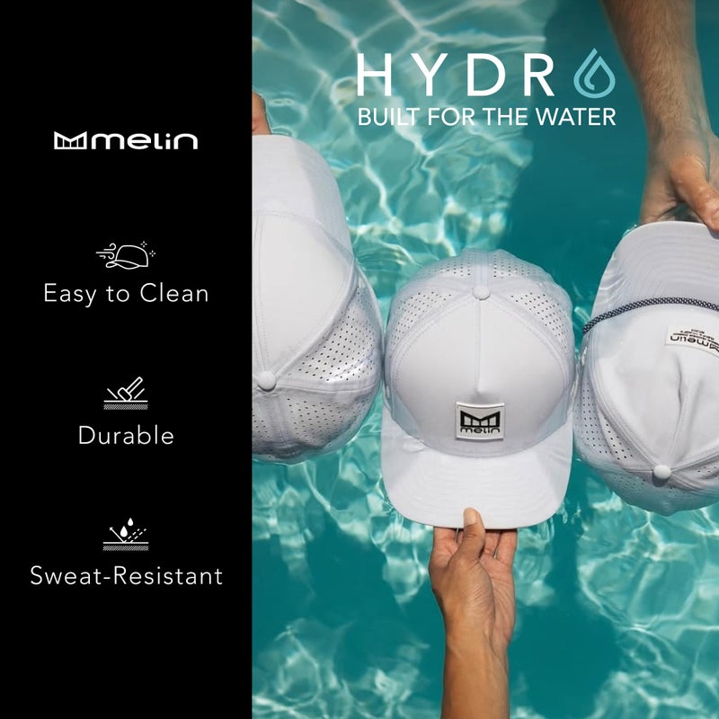 melin Odysea Stacked Hydro, Black, Men's Performance Snapback Hats, Water-Resistant Fitted Baseball Caps for Men & Women, Golf, Running, or Workout Hat, XL - Image 5