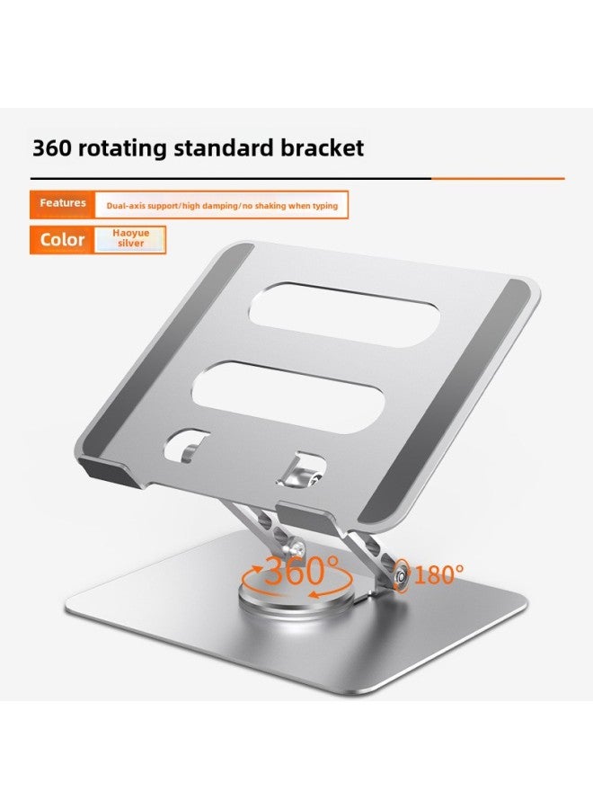 Notebook Stand Desktop 360-degree Rotating Heightening Base Office Game Cooling Stand Projector Computer Stand-Color:D088 Rotating Laptop Stand: Silver Upgraded Weighted Version - Image 2