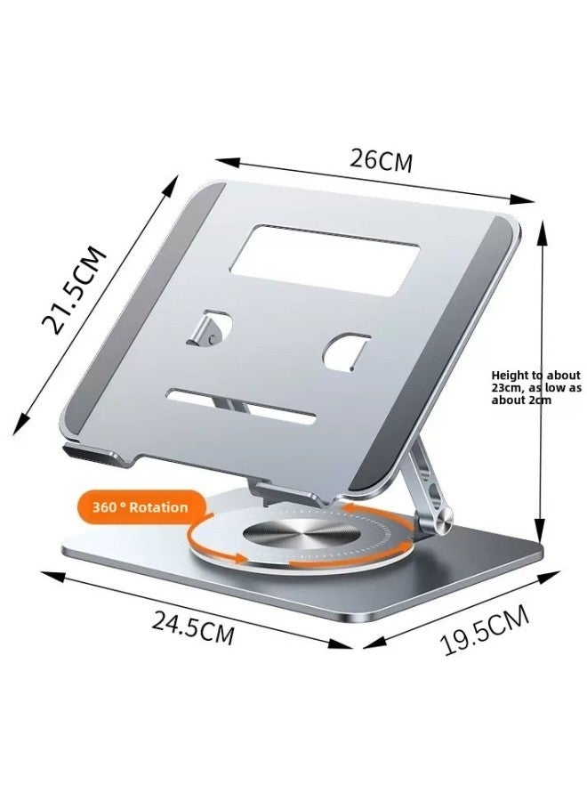 Notebook Stand Desktop 360-degree Rotating Heightening Base Office Game Cooling Stand Projector Computer Stand-Color:D088 Rotating Laptop Stand: Silver Upgraded Weighted Version - Image 1