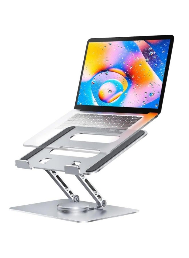 Notebook Stand Desktop 360-degree Rotating Heightening Base Office Game Cooling Stand Projector Computer Stand-Color:D088 Rotating Laptop Stand: Silver Upgraded Weighted Version - Image 5