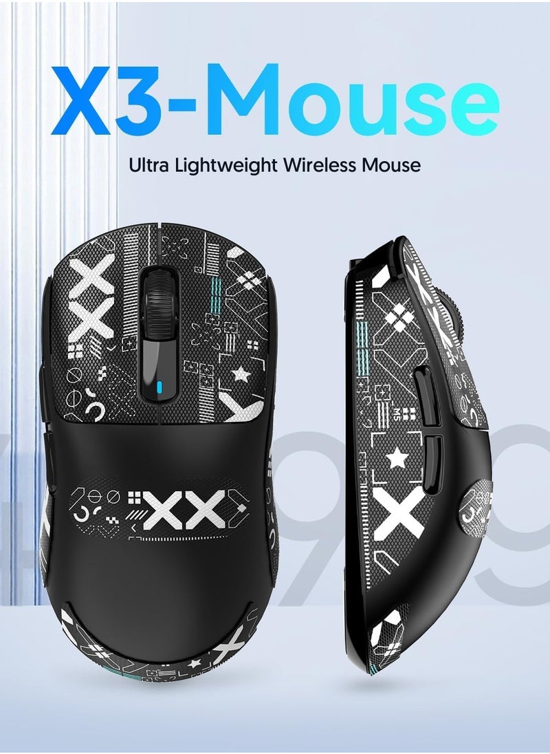 Attack Shark X3 Wireless Gaming Mouse, 49g Ultralight, PixArt PAW3395 26000 DPI, Bluetooth/2.4Ghz /Wired Tri-Mode, 200Hrs Rechargeable Battery, Kailh GM8.0 Switch for MAC/Win - Black&Tape  - Image 2