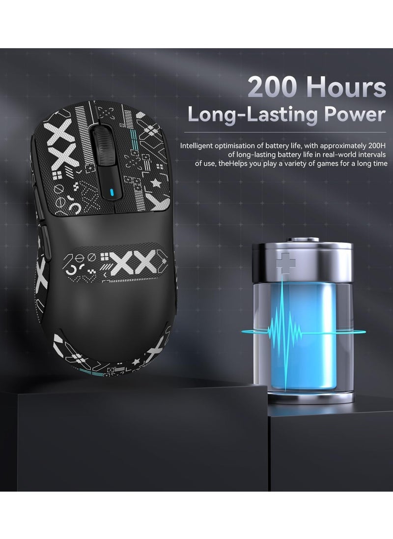 Attack Shark X3 Wireless Gaming Mouse, 49g Ultralight, PixArt PAW3395 26000 DPI, Bluetooth/2.4Ghz /Wired Tri-Mode, 200Hrs Rechargeable Battery, Kailh GM8.0 Switch for MAC/Win - Black&Tape  - Image 5