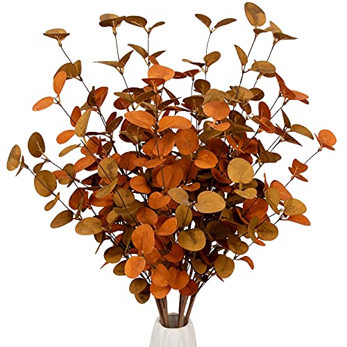 VGIA 6 Pcs Fall Eucalyptus Leaves Artificial Eucalyptus Stems Fall Leaf Spray Autumn Leaves Fall Decorations for Home Floral Arrangement - Image 1