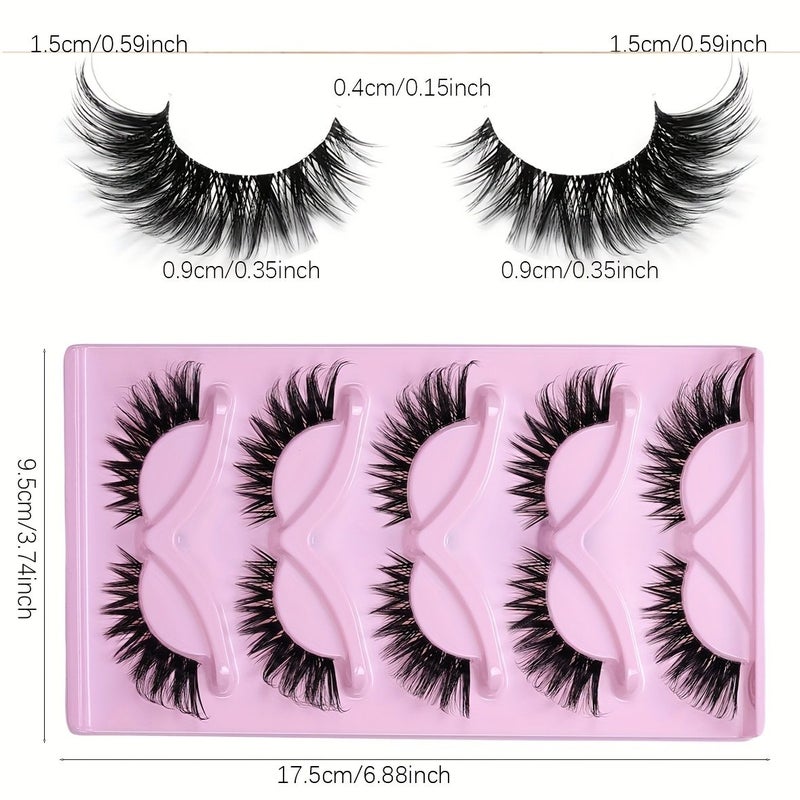 5 Pairs Cat Eye Lashes Faux Mink Eyelashes Natural Long Winged End Eye Elongated Fake Lash Makeup Model 3 - Image 4