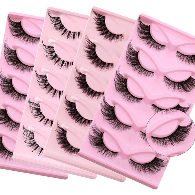 5 Pairs Cat Eye Lashes Faux Mink Eyelashes Natural Long Winged End Eye Elongated Fake Lash Makeup Model 3 - Image 1
