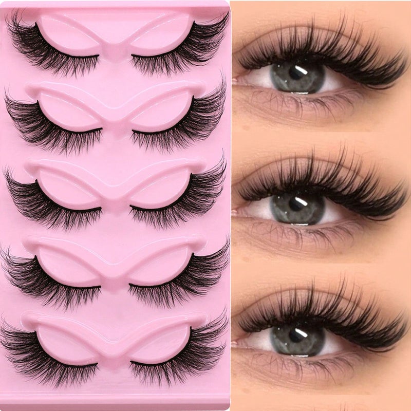 5 Pairs Cat Eye Lashes Faux Mink Eyelashes Natural Long Winged End Eye Elongated Fake Lash Makeup Model 3 - Image 2