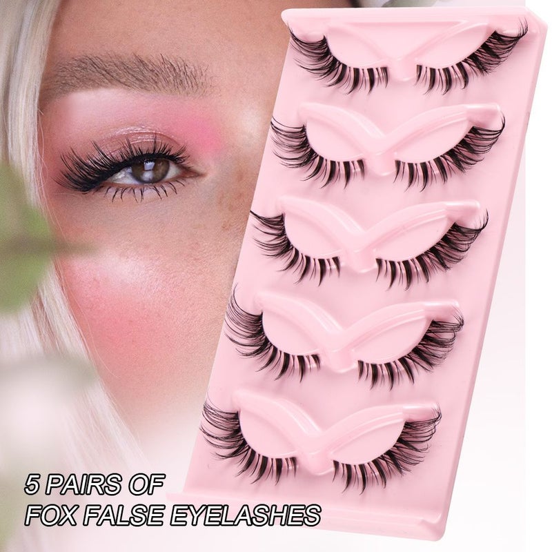 5 Pairs Cat Eye Lashes Faux Mink Eyelashes Natural Long Winged End Eye Elongated Fake Lash Makeup Model 3 - Image 5