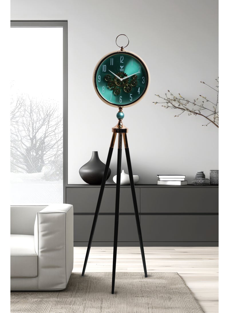 VOGUE VENUE Premium Vintage Tripod Floor Clock | Adjustable Wooden Stand | Antique Style Decorative Standing Clock for Living Room, Office & Home Décor - Image 1