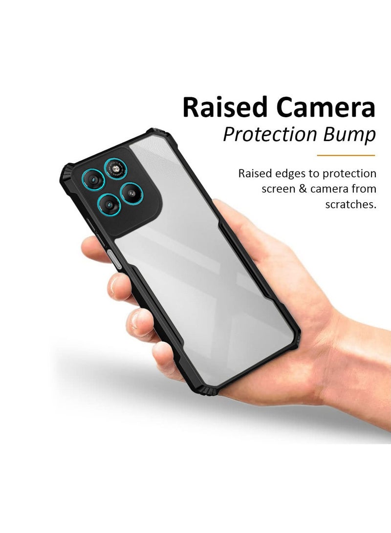 دبليو تيك غطاء شفاف/أسود لهاتف Motorola Moto G67 Power 5G 2025 من السيليكون TPU الهجين مع حواف واقية مرتفعة (MCAPSA) - Image 3