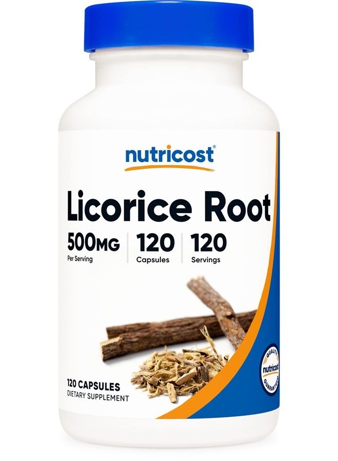 Nutricost جذر العرقسوس 500 ملغ، 120 كبسولة - غير معدلة وراثيًا، خالية من الغلوتين - Image 1