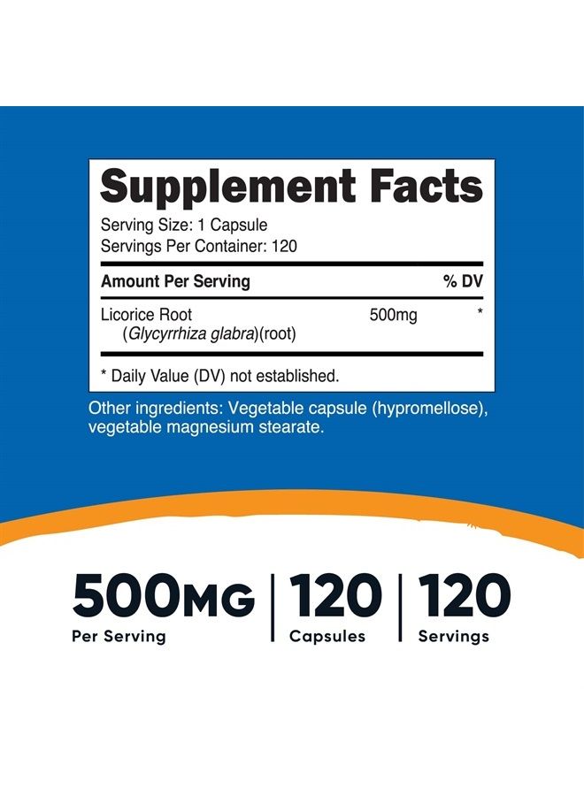 Nutricost جذر العرقسوس 500 ملغ، 120 كبسولة - غير معدلة وراثيًا، خالية من الغلوتين - Image 2