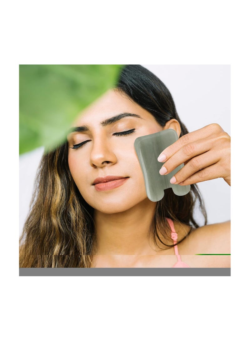 Generic 1 pcs Scraping Massage Tool, Facial Tool Natural Jade Stone Message Board for Body, Neck, Face(Green)  - Image 1