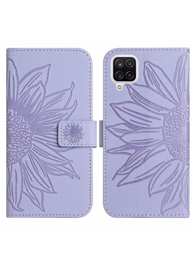 S-TOP Case For Samsung Galaxy A12 4G/A12 5G/M12/F12 Skin Feel Sun Flower Pattern Flip Leather Phone Case with Lanyard - Image 2