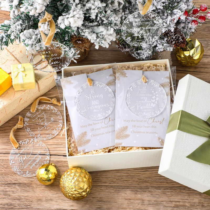 Barydat 30 يضع الهدايا الدينية الدينية أكريليك الشجرة الشجرة الحلي الحزبية المسيحية الحزب يفضل الله أناجيل البوبور في الهدايا السائبة الالتزامات المسيحية اللطيفة تقدم للنساء الأخوات الأسرة - Image 3