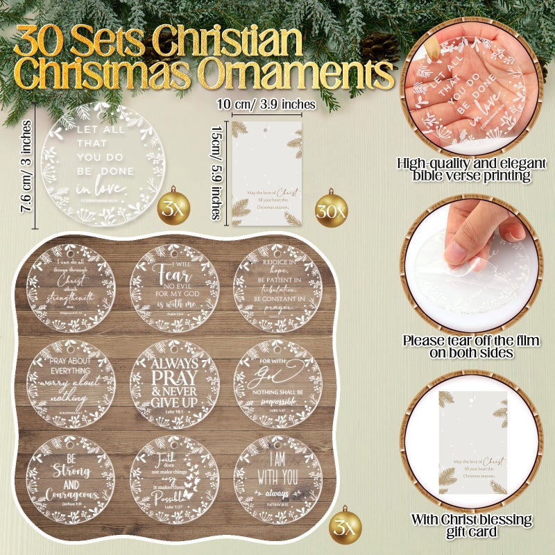 Barydat 30 يضع الهدايا الدينية الدينية أكريليك الشجرة الشجرة الحلي الحزبية المسيحية الحزب يفضل الله أناجيل البوبور في الهدايا السائبة الالتزامات المسيحية اللطيفة تقدم للنساء الأخوات الأسرة - Image 2