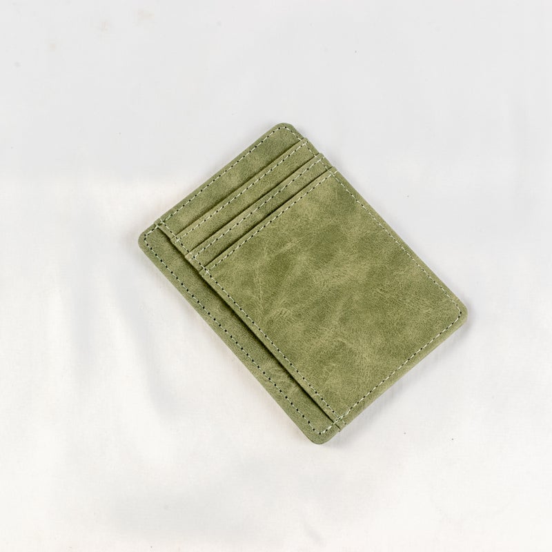 حاملة بطاقات جلد أخضر تحتوي على جيوب متعددة للبطاقات - Image 2