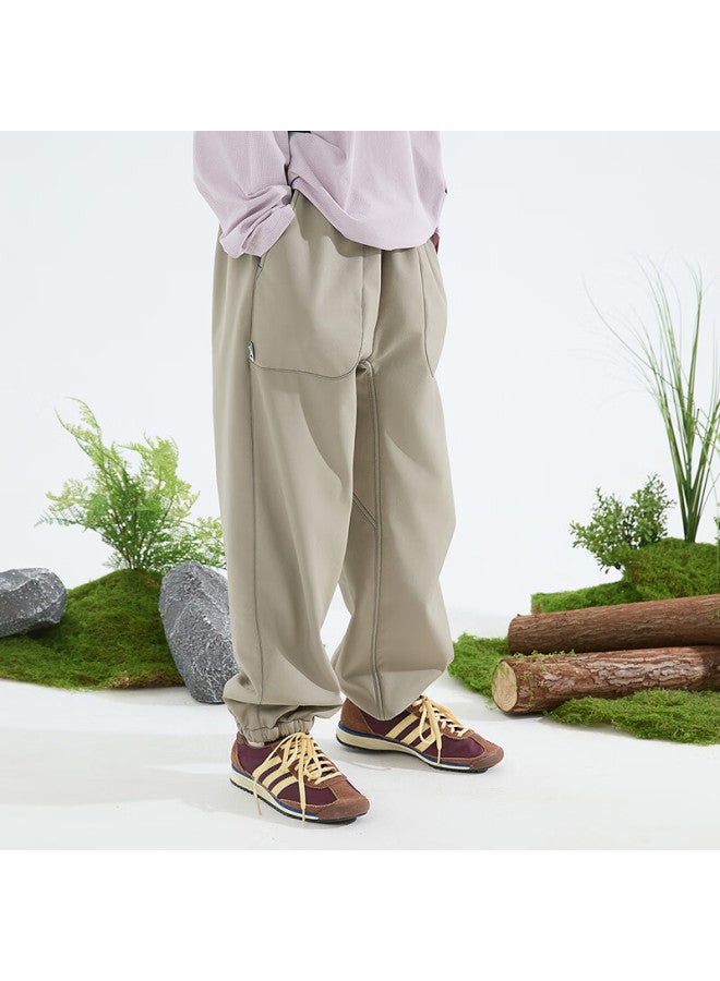 Mipoo 25 Autumn Winter New Children's Warm Windproof Jogger Pants Apricot 150cm - Image 3