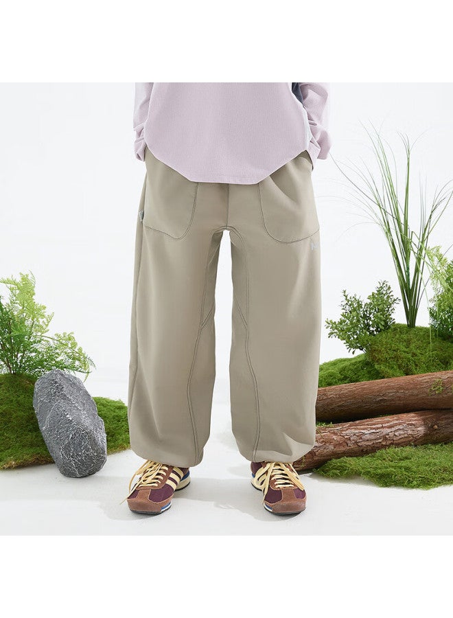 Mipoo 25 Autumn Winter New Children's Warm Windproof Jogger Pants Apricot 150cm - Image 1