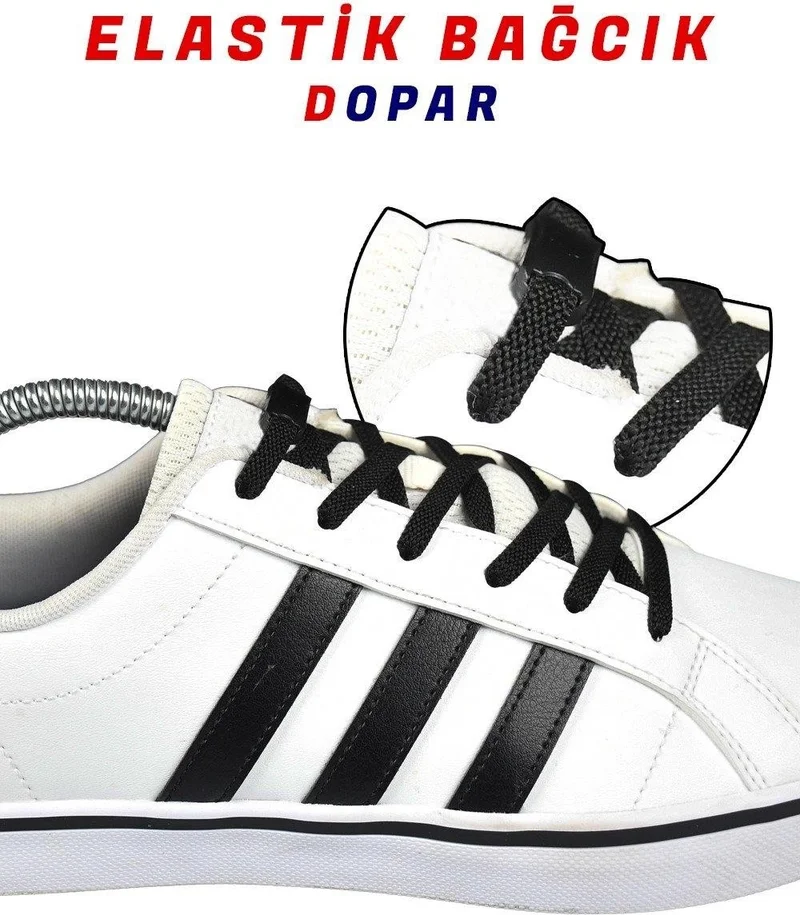 Dopar Practical Flat Elastic Shoelaces Click and Drop 100 cm White