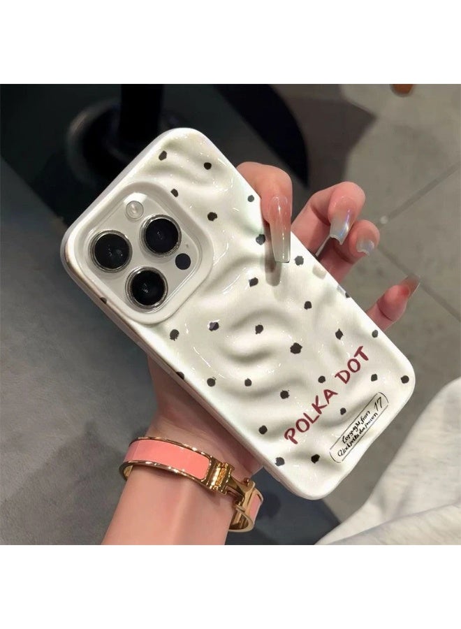 NIBEMINENT Polka Dots Protective TPU Case Cover For iPhone 15, White