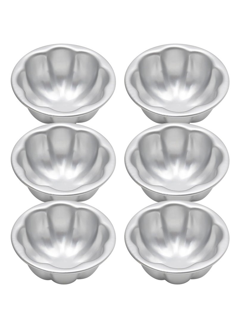 Bukela Halal-Certified Cake Mold 6 Pcs: Aluminum Alloy Non-Stick Cake Pan for Family Baking | Flower Shape Tartlet Maker 9.5x4cm Standard Size Dessert Cups - Image 1