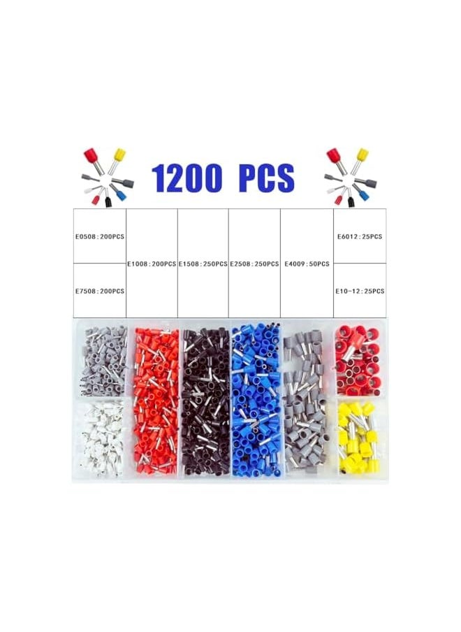 PROMASS promass 1200 Piece Wire Sleeve Terminal Kit, Copper Crimp Terminal, 8 Size Awg 23 – 7 Set Terminal Connector Wire Sleeve Crimp Terminal Insulation Pin End for Electrical, Industrial  - Image 5