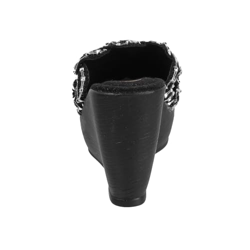 Catwalk Women Stylised Open Back Wedges | For Women & Girls (BLACK,6 UK) - Image 5