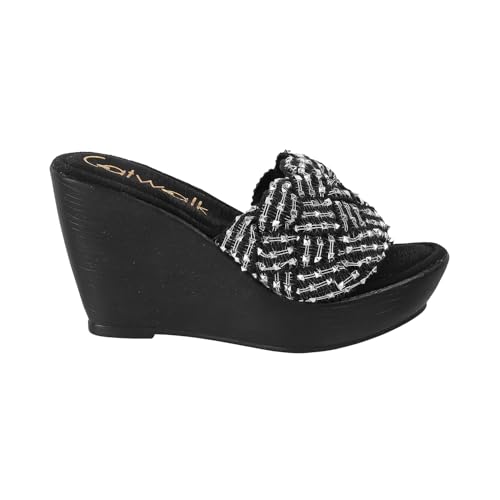 Catwalk Women Stylised Open Back Wedges | For Women & Girls (BLACK,6 UK) - Image 3