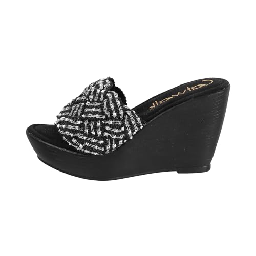 Catwalk Women Stylised Open Back Wedges | For Women & Girls (BLACK,6 UK) - Image 4
