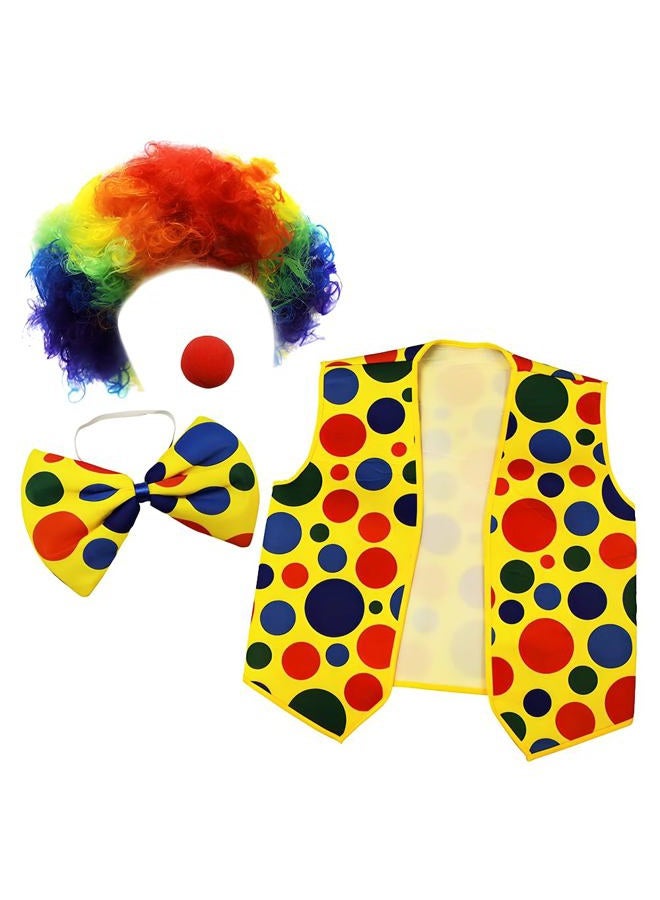 Tigerdoe Clown Costume - Clown Nose Clown Wig Bow Tie and Vest - 4 Pc Clown Dress Up Accessories - Image 1