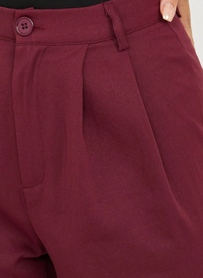 Styli High Rise Fold Pleat Wide Leg Trouser