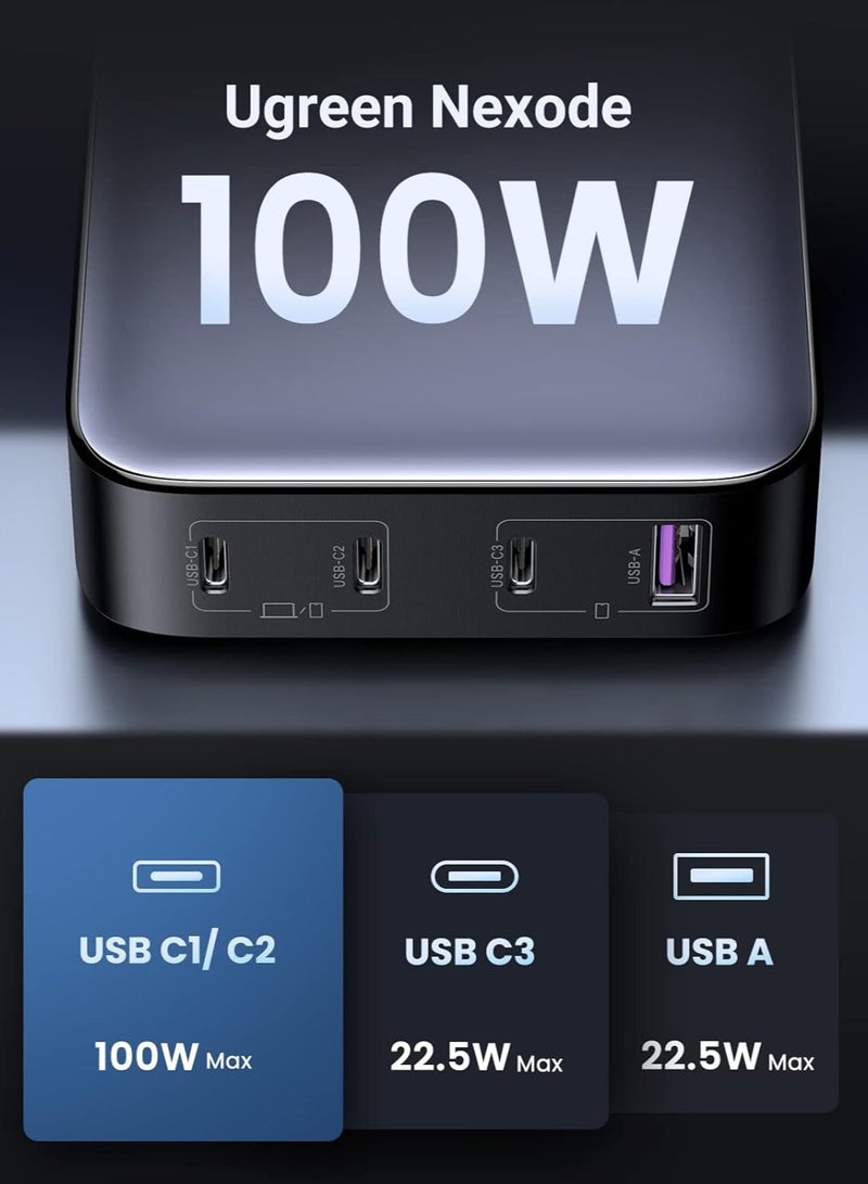 100W USB C Laptop Charger Desktop Wall Charger 4 Type C Ports UK Plug Power Adapter USB Charging Station for Desktops Laptops Smartphones - Image 3