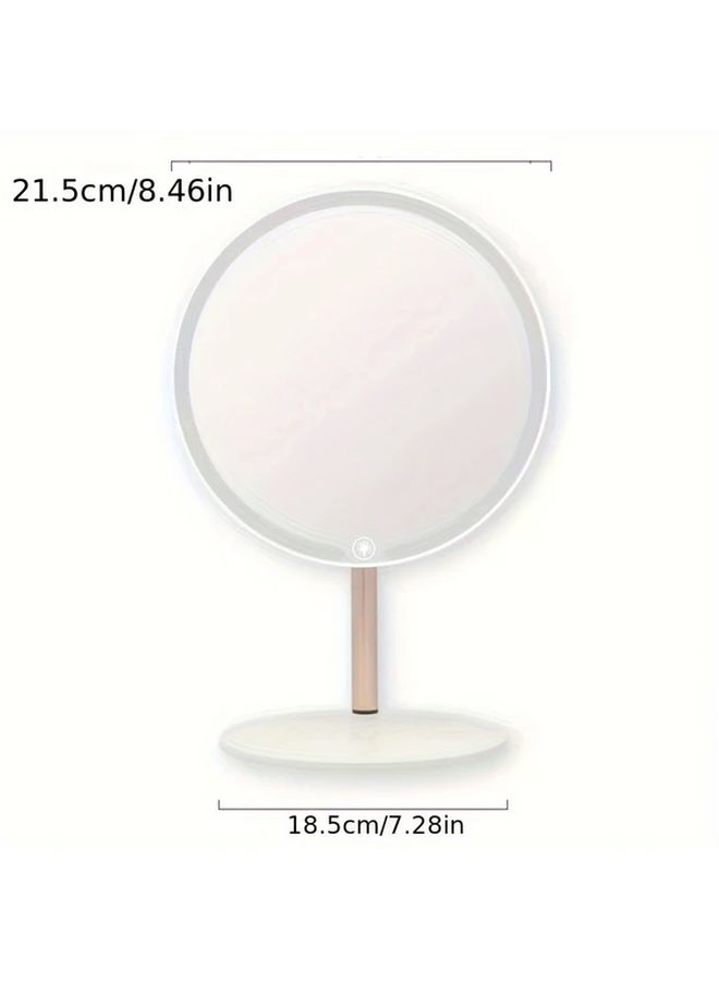 White Smart Makeup Mirror With Three Tone Light Rechargeable Portable Desktop Vanity Mirror - Image 4
