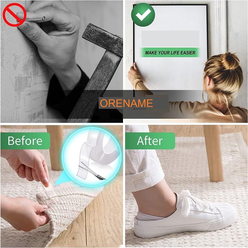 ORENAME ORENAME Jal Double Sided Tape Heavy Duty strong And Sticky Adhesive Reusable Strong Wall Tape Multipurpose Removable Clear & Tough Mounting Tape Picture Hanging Strips Poster Carpet Tape (1)  - Image 4