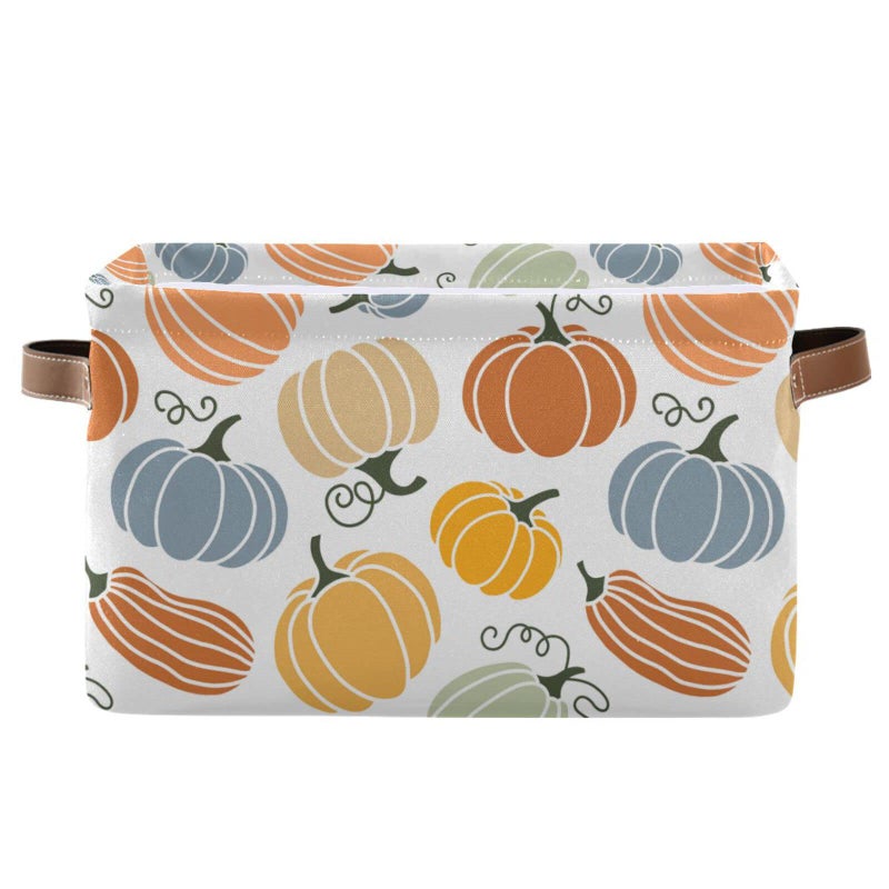 senya Thanksgiving Basket Fall Basket Pumpkin Autumn Foldable Fabric Collapsible Storage Bins Organizer Bag for Storage