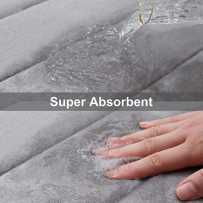 Gnanex Foam Absorbent Decorative Mats Rubber Back Runner Mat for Kitchen Bathroom Floors Non Slip Mats Rugs for Shower and Tub Floor Light Grey 80x50 Cm - Image 2