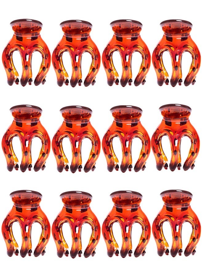 RC ROCHE ORNAMENT 12 Pcs Octopus Hair Clips for Women Thick or Thin Hair Pumpkin No Slip Hold Grip Claw Styling Spider Jaw Clips Strong Durable, Small Brown - Image 2