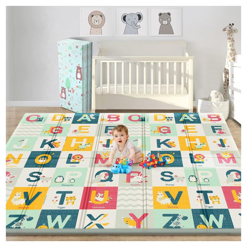 دي إم جي تك سجادة لعب للأطفال قابلة للطي 200 * 180 سم ، حصيرة أرضية من الإسفنج المقاوم للماء للزحف للأطفال الرضع ، الأطفال الصغار ، الأطفال ، للاستخدام الداخلي والخارجي - Image 1