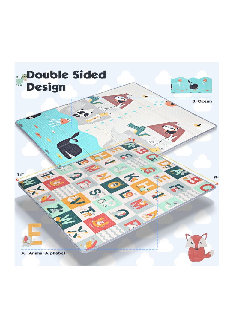 DMG TECH Baby Play Mat, 200 * 180 CM Foldable Baby Play Mat, Waterproof Foam Floor Baby Crawling Mat, Portable Baby Playmat for Infants, Toddler, Kids, Indoor Outdoor Use  - Image 2