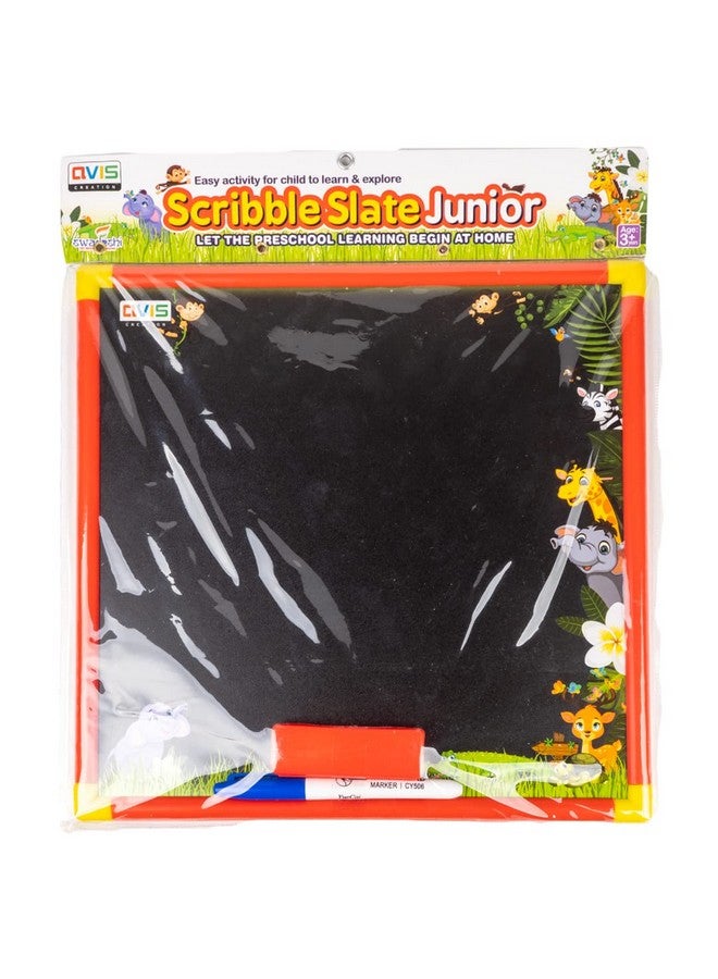 RATNA'S Avis Scribble Slate Junior Double Sided Black & White Writing Board for Kids & Toddlers (Assorted Colours) - Image 1