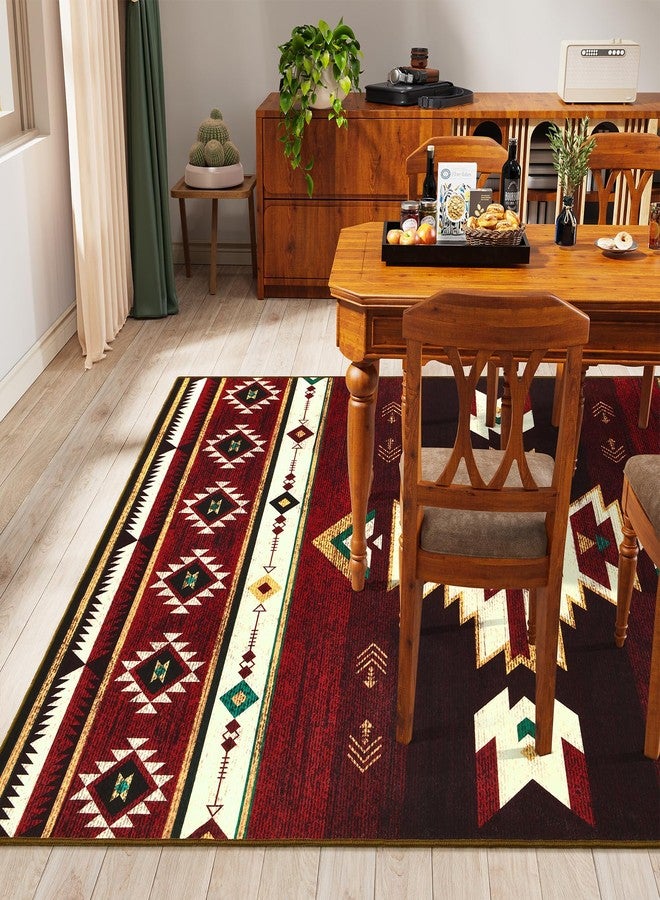 B BENRON Western Rugs for Living Room, Non Slip Rustic Rug for Bedroom Dining Table Kitchen, Washable Aesthetic Area Rugs for Home Decor, 5ft x 7ft, Warm Beige - Image 5