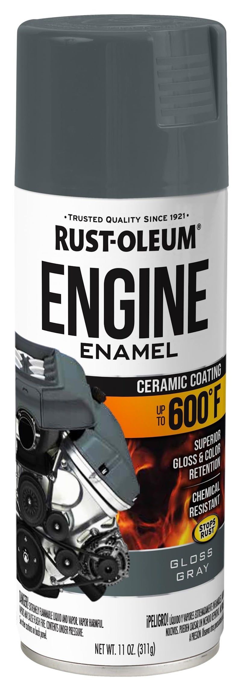RUST-OLEUM رش طلاء محرك رست-أوليوم 366435، 11 أونصة، رمادي لامع، (عبوة من 1) - Image 1