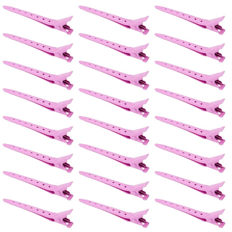 Bantoye 24 Packs Duck Bill Clips Bantoye 275 Inches Rustproof Metal Alligator Curl Clips with Holes for Hair Styling Hair Coloring Pink