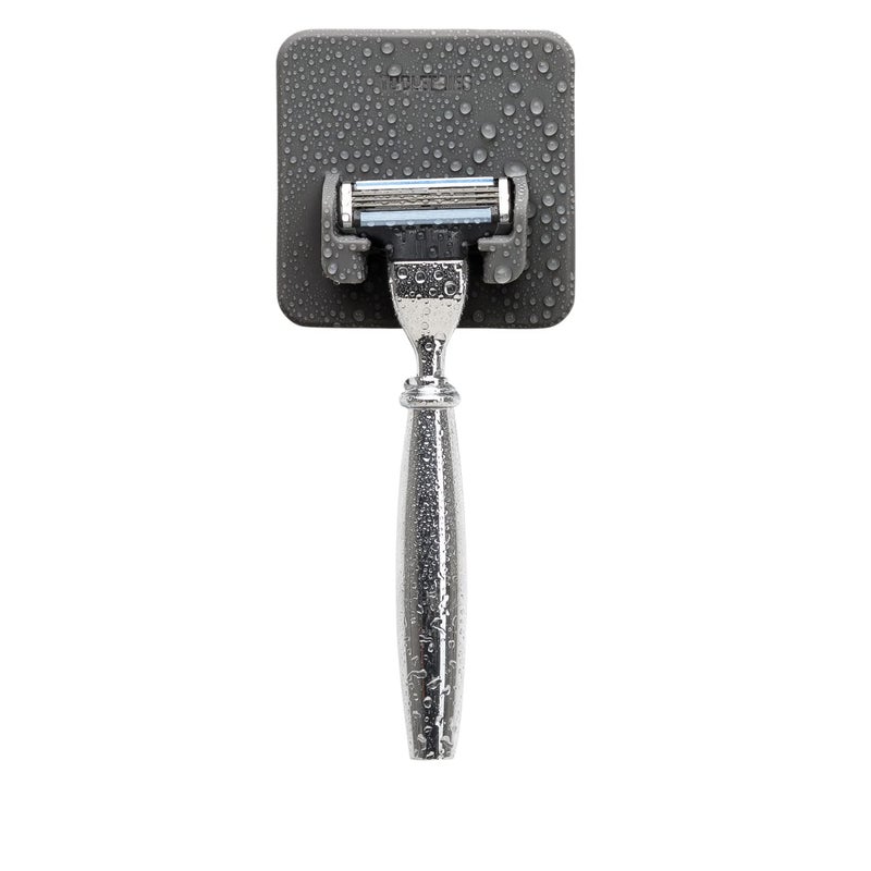 توولترز - حامل ماكينة الحلاقة ميسون - آمن ومضمون، منظم أدوات الحمام السيليكوني، ملحقات الحمام والدش - يتميز بتقنية قبضة السيليكون، قابل للإزالة وإعادة الاستخدام - فحم