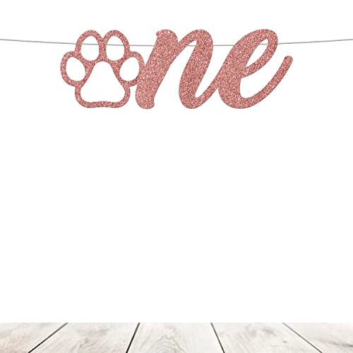 Festiko®Dog Theme Decoration, Rose Gold Glitter Dog 1st Birthday Decoration,Let’s Pawty, Puppy Party Supply for Pet Dog 4st Birthday Party Decorations Supplies Set (Banner&Cake Topper) - Image 2